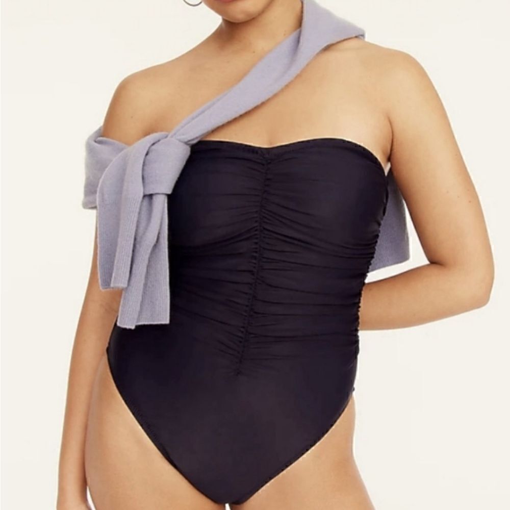 New J.Crew Ruched Sweetheart One-Piece Swimsuit in Navy Size 22 NWT